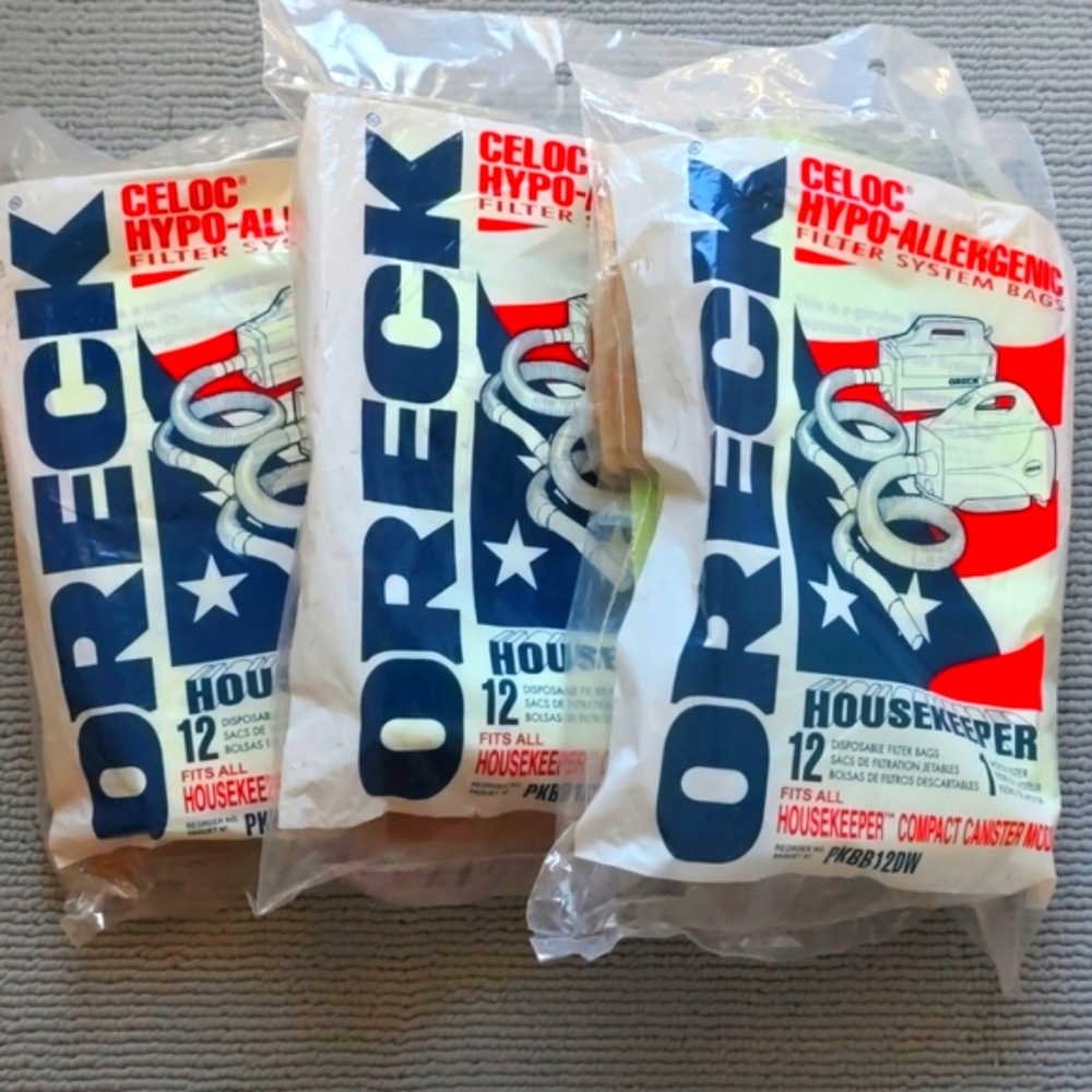 Bags of 3 Oreck Hypo-Allergenic Filter System Bags PKBB12DW